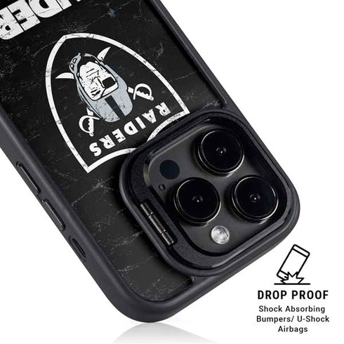 NFL Las Vegas Raiders Distressed iPhone 15 Pro Kickstand Case